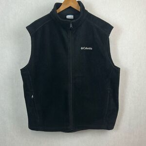 Columbia Mens Fleece Vest Black Sz XL Full Zip Front Zip Hand Pockets